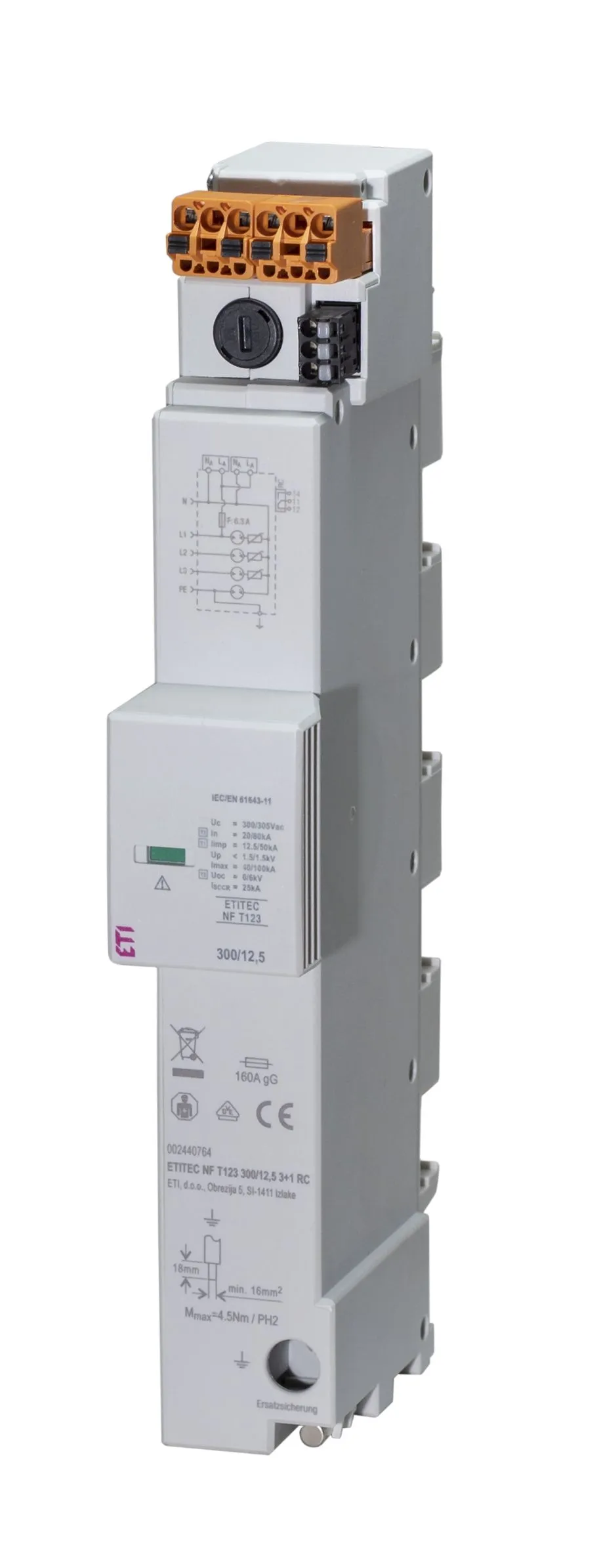 Túlfeszültség levezető ETITEC NF T123 300/12,5 3+0 RC 002440761