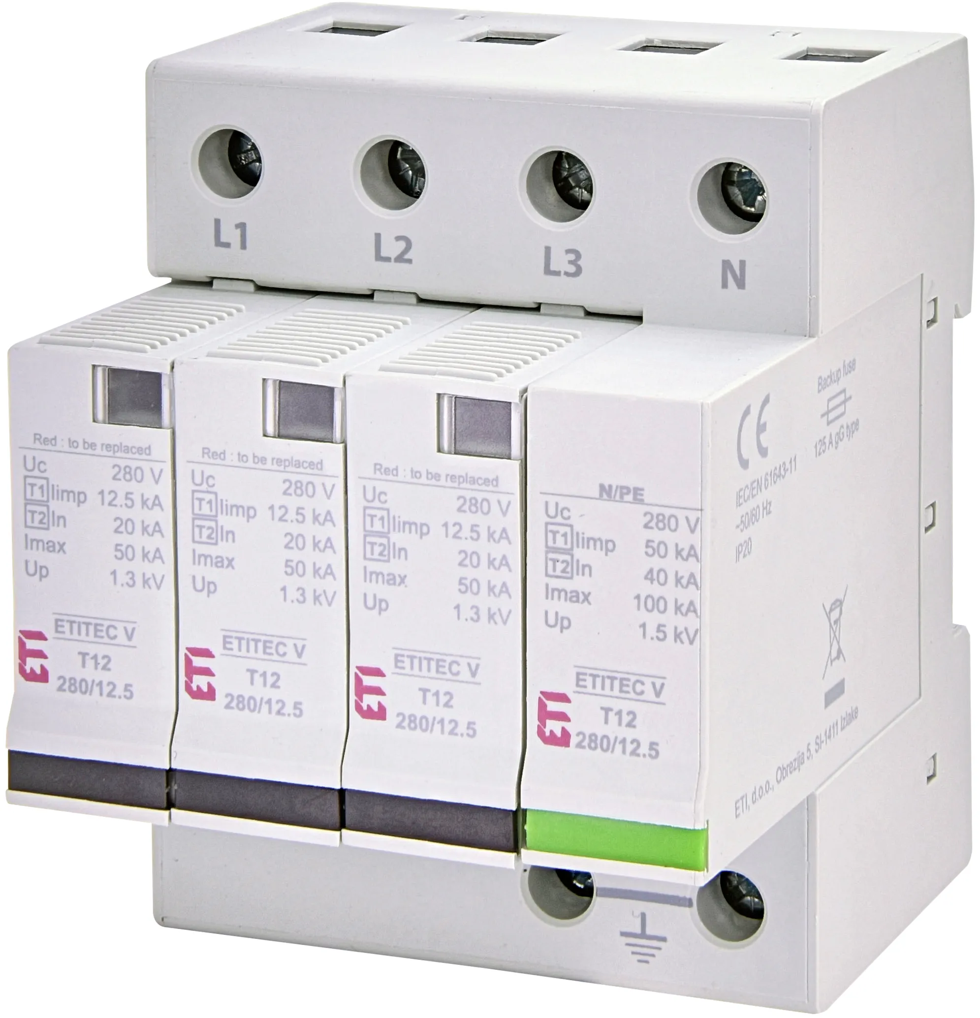 Túlfeszültség levezető ETITEC V T12 280/12,5 3+1 RC 002442918