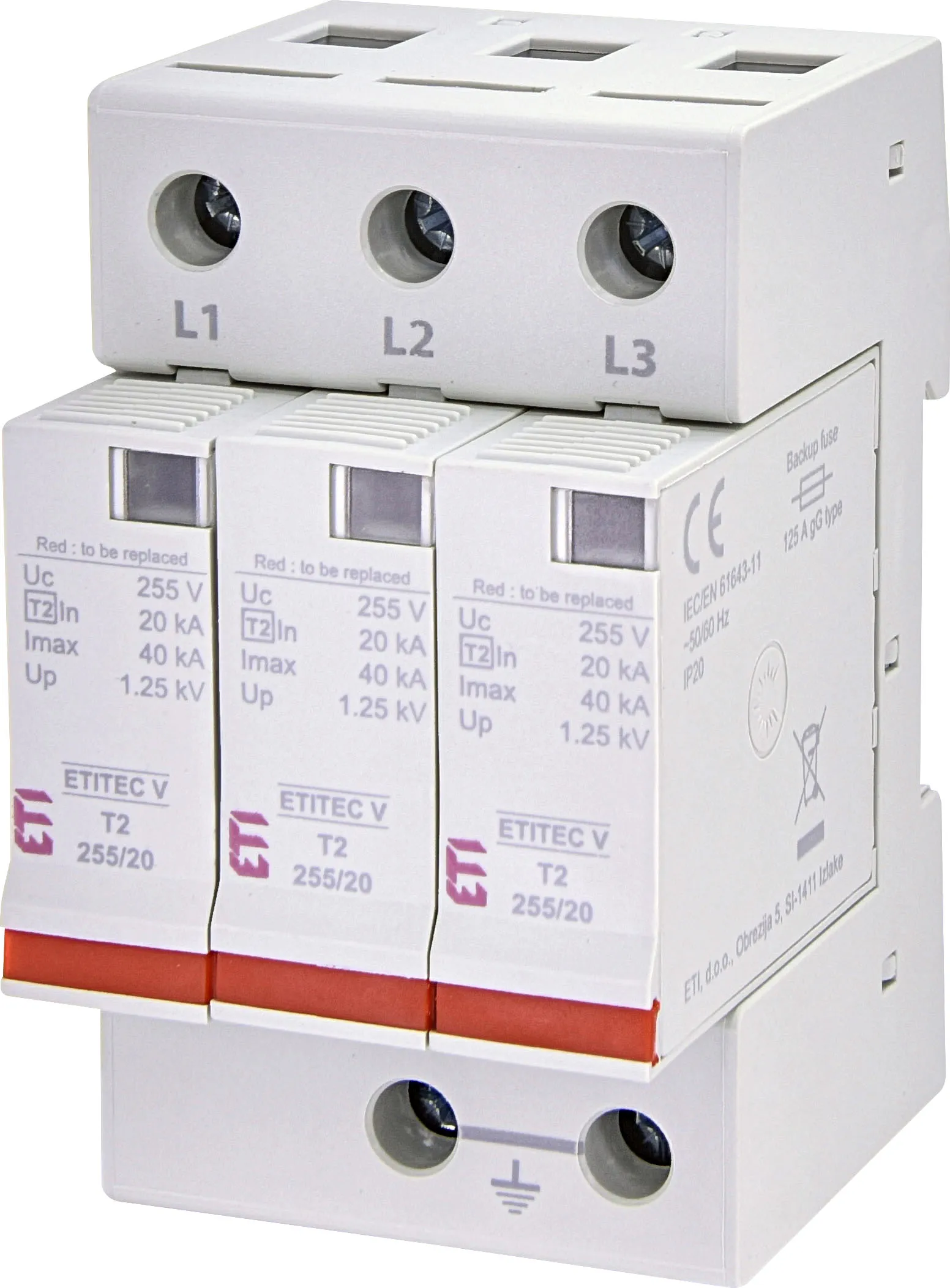 Túlfeszültség levezető ETITEC V T2 255/20 3+0 002442955