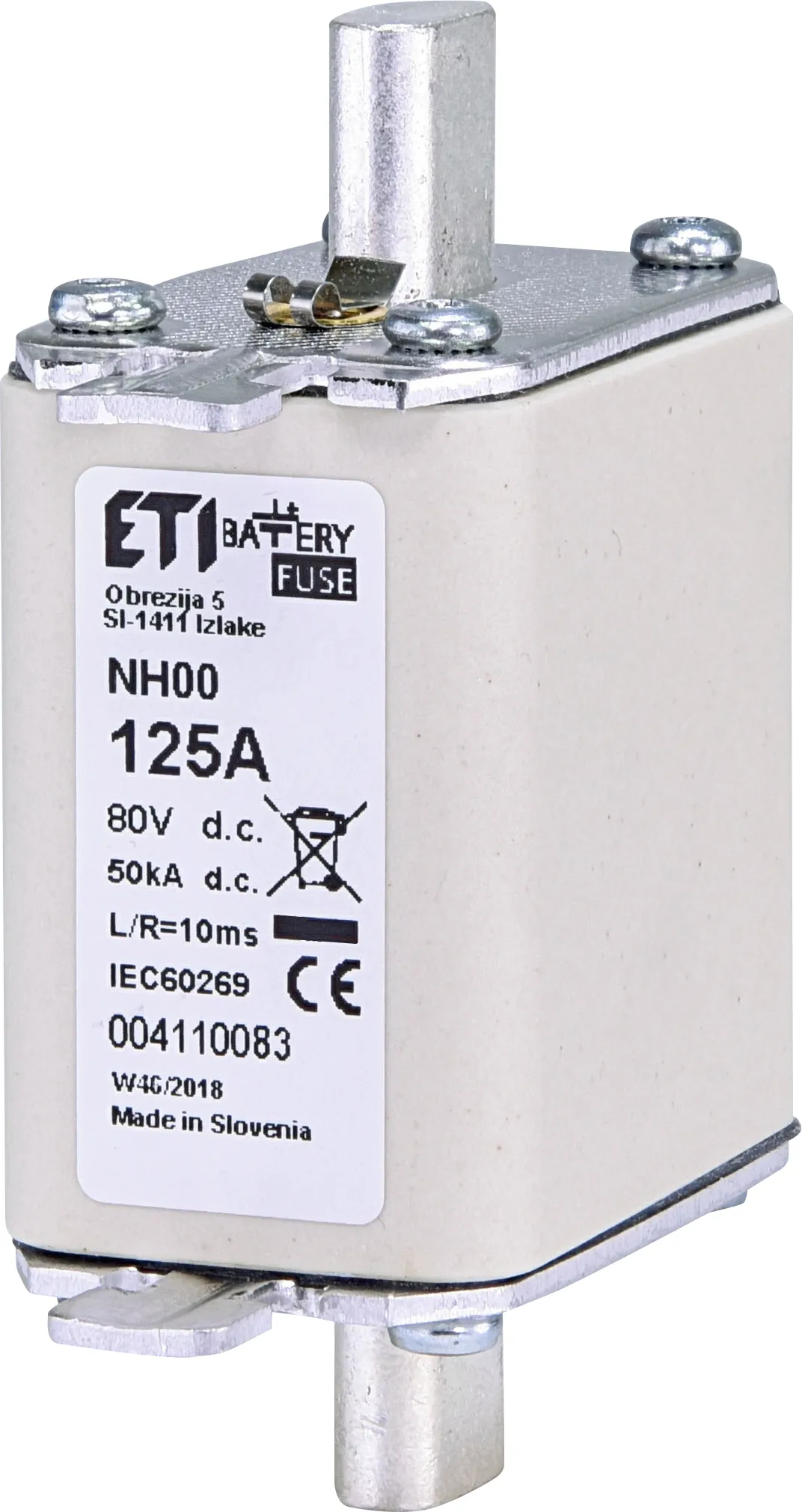 Olvadóbiztosító NH00 gBat 125A/80V DC 004110083