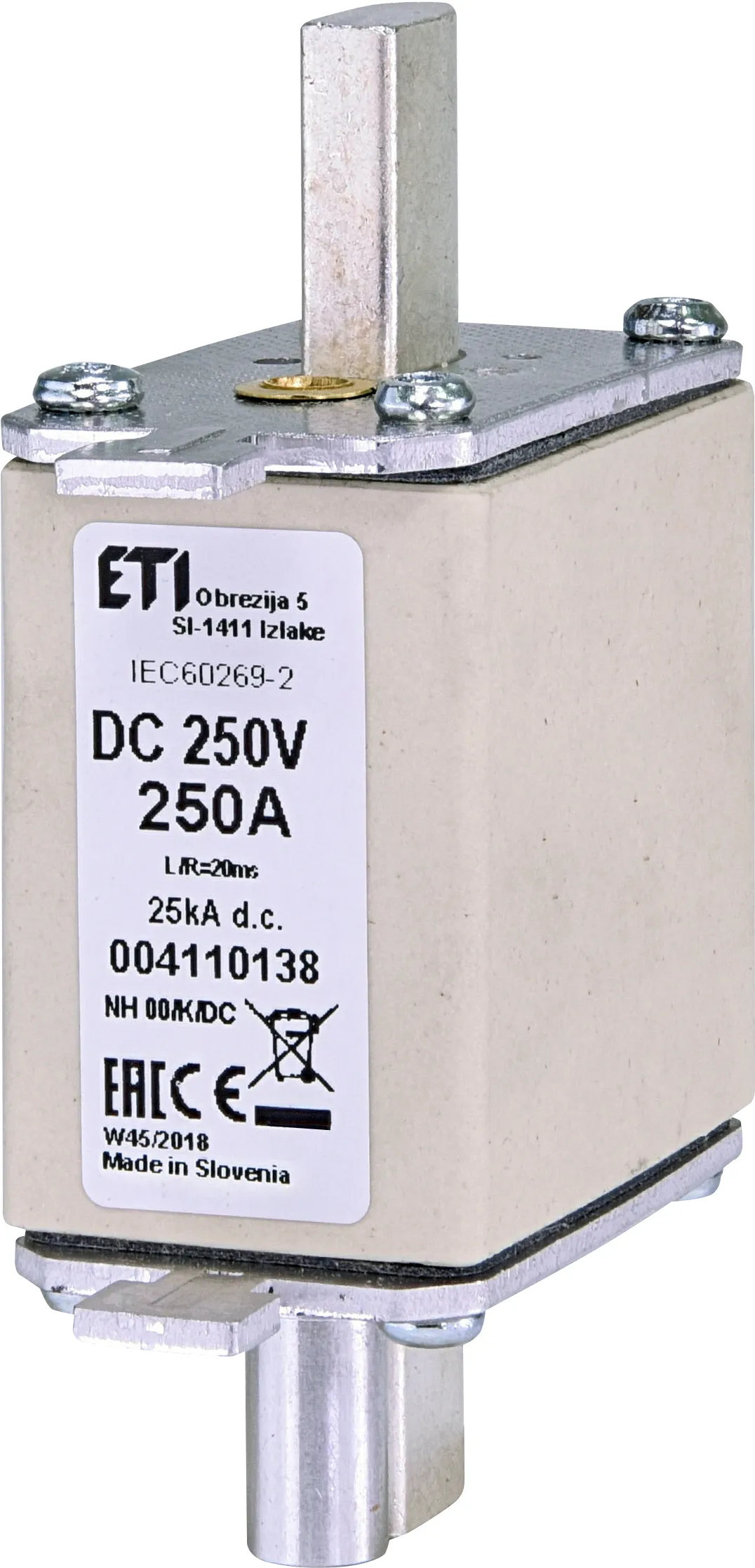 Olvadóbiztosító NH00/K 250A/250V DC 004110138