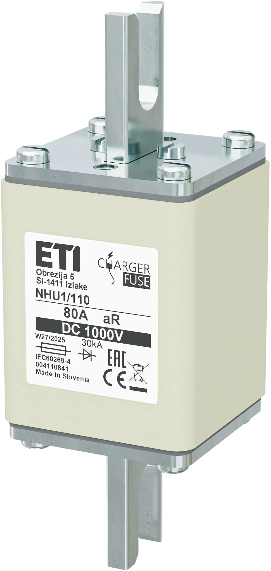 Olvadóbiztosító NHU1/110 aR 80A/1000V DC 004110841