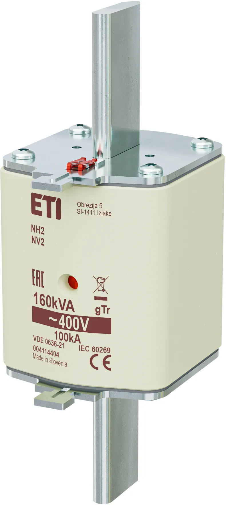 Olvadóbiztosító NH2 gTr 231A/400V/160kVA 004114404