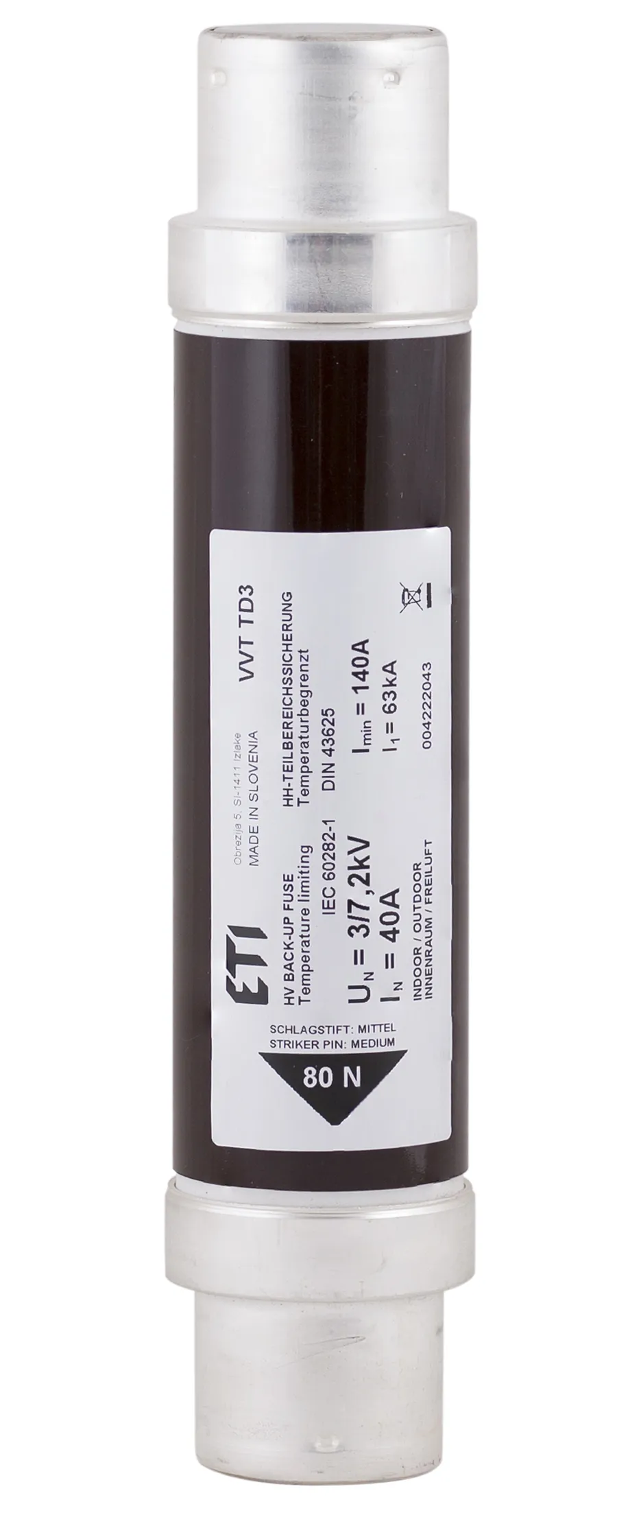 Olvadóbiztosító VVA3 7,2kV/100A 004221117