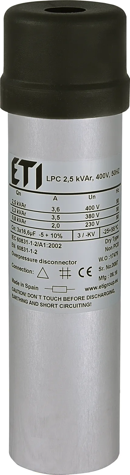 Háromfázisú kondenzátor LPC 2,5 kVAr, 400V, 50Hz 004656702