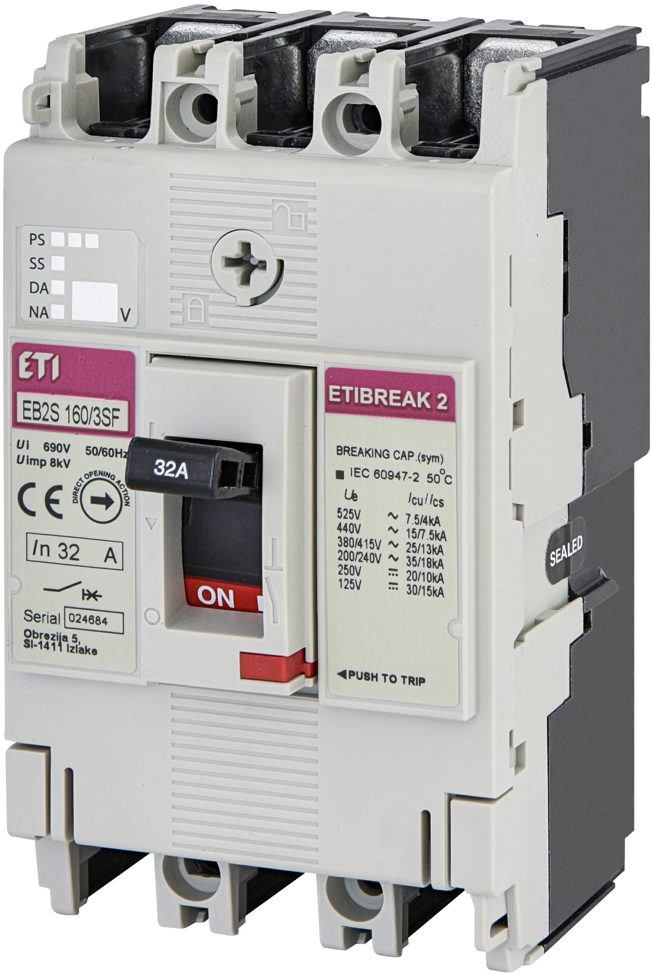 Öntöttházas megszakító EB2S 160/3SF 32A 3p 004671830