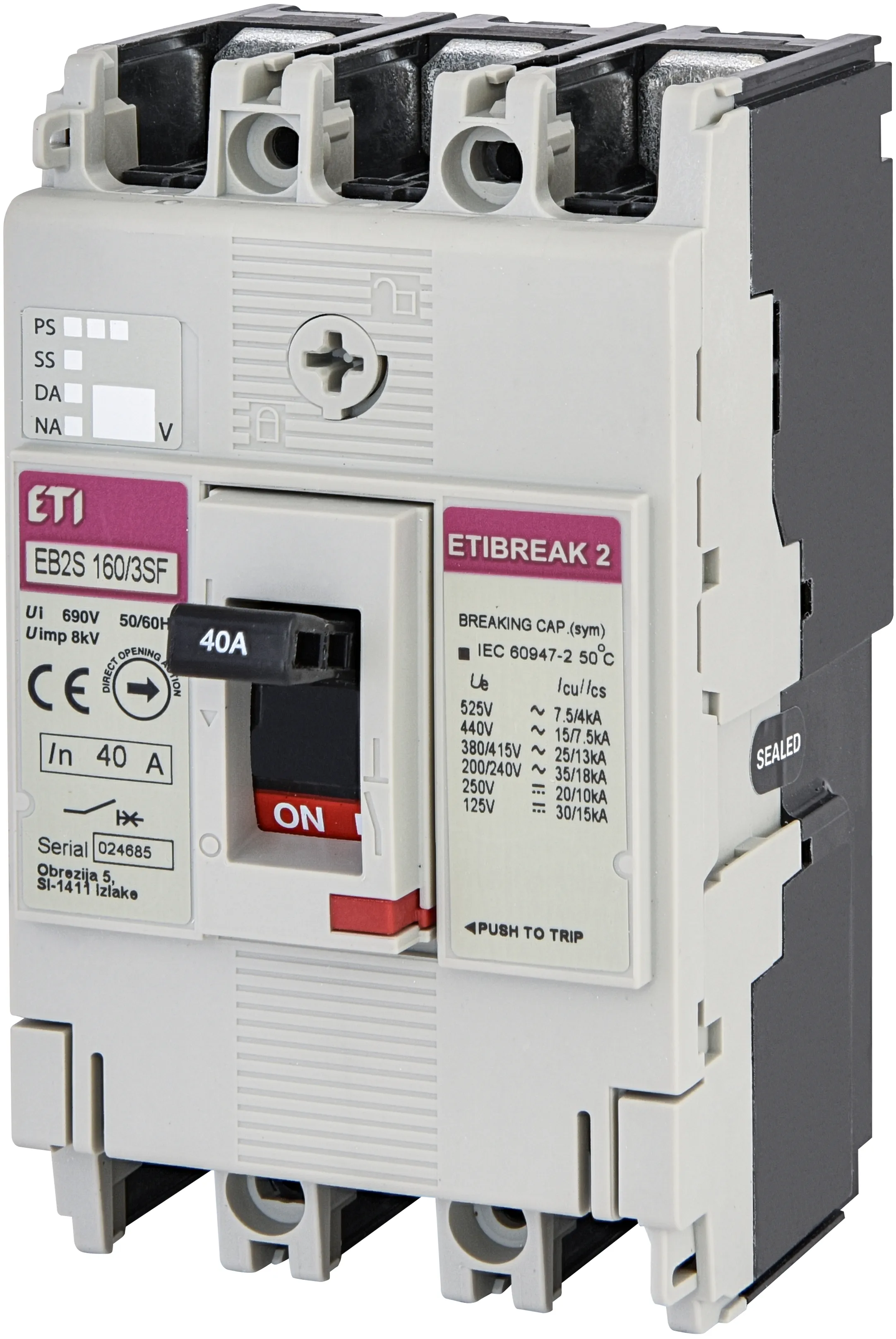 Öntöttházas megszakító EB2S 160/3SF 40A 3p 004671831