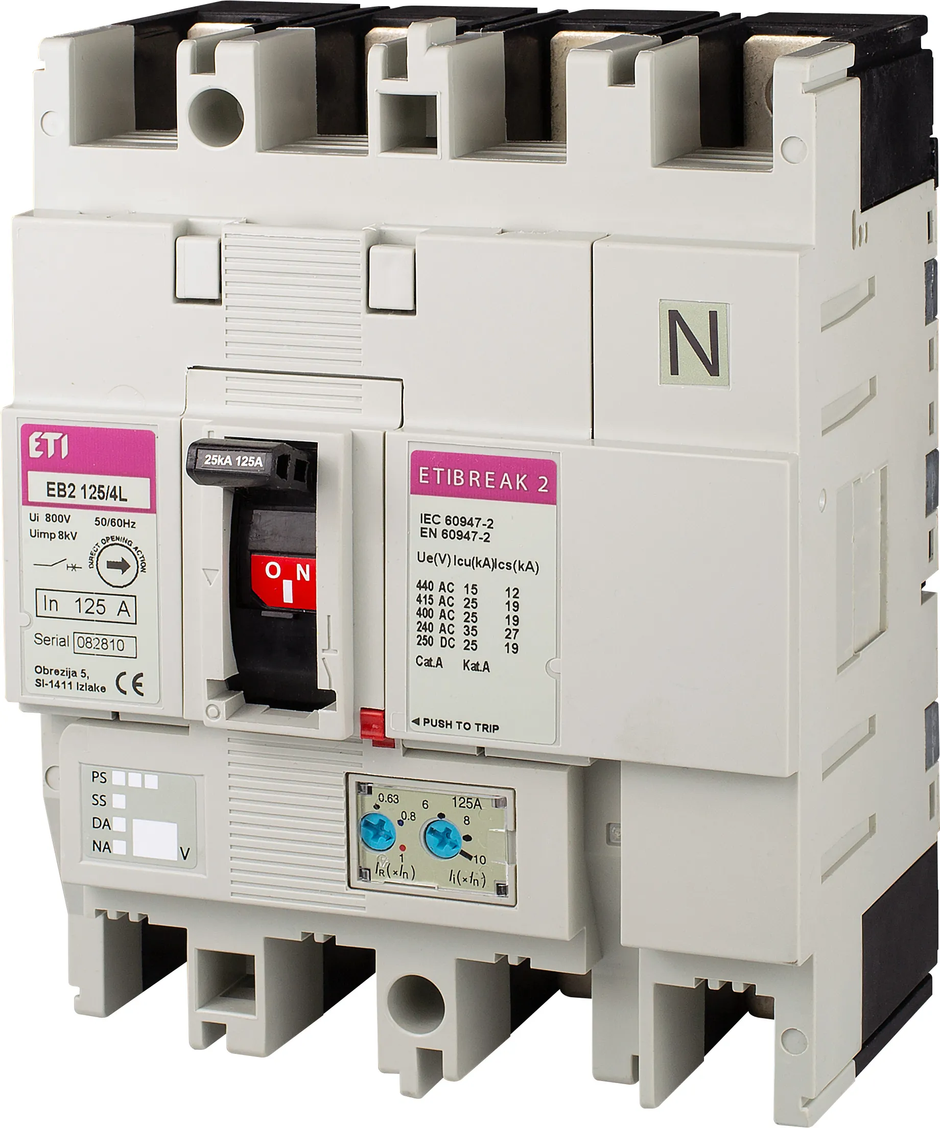 Öntöttházas megszakító EB2 125/4H 20A 4p 004672107