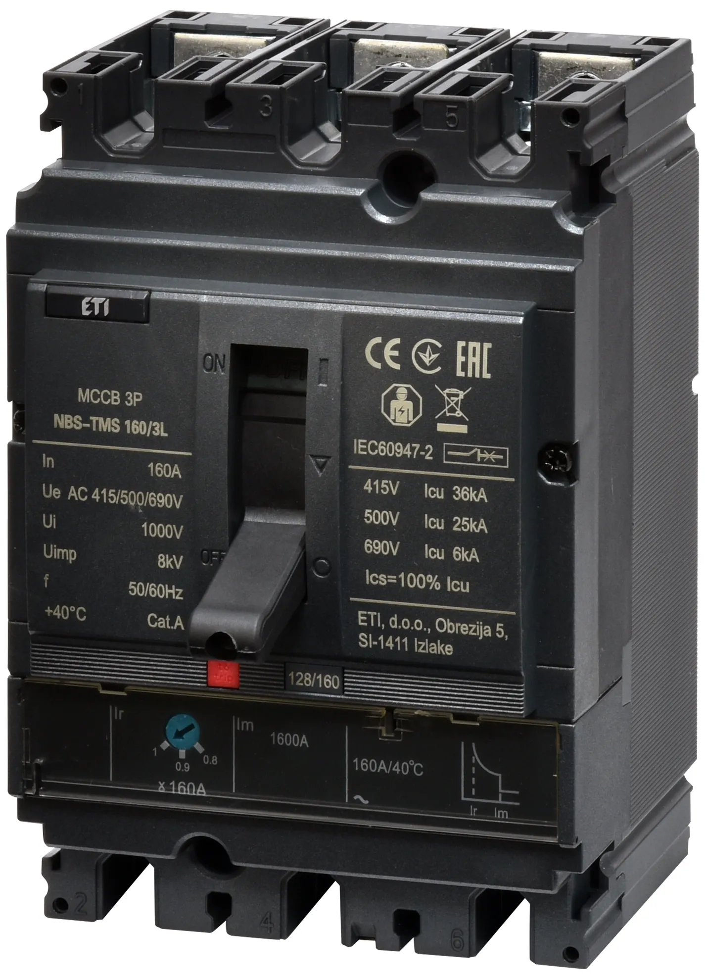 Öntöttházas megszakító NBS-TMS 160/3L 160A 3P 004673009