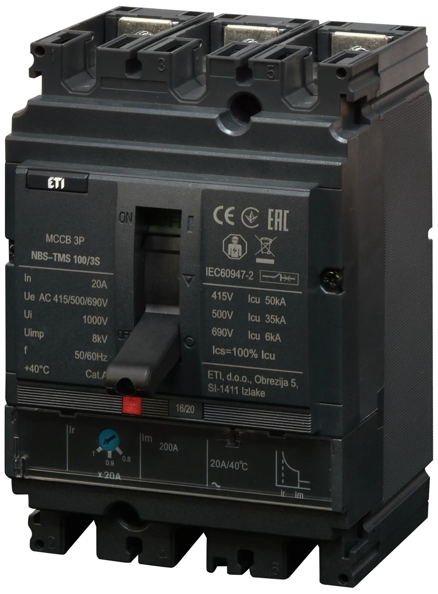 Öntöttházas megszakító NBS-TMS 100/3S  20A 3P 004673021