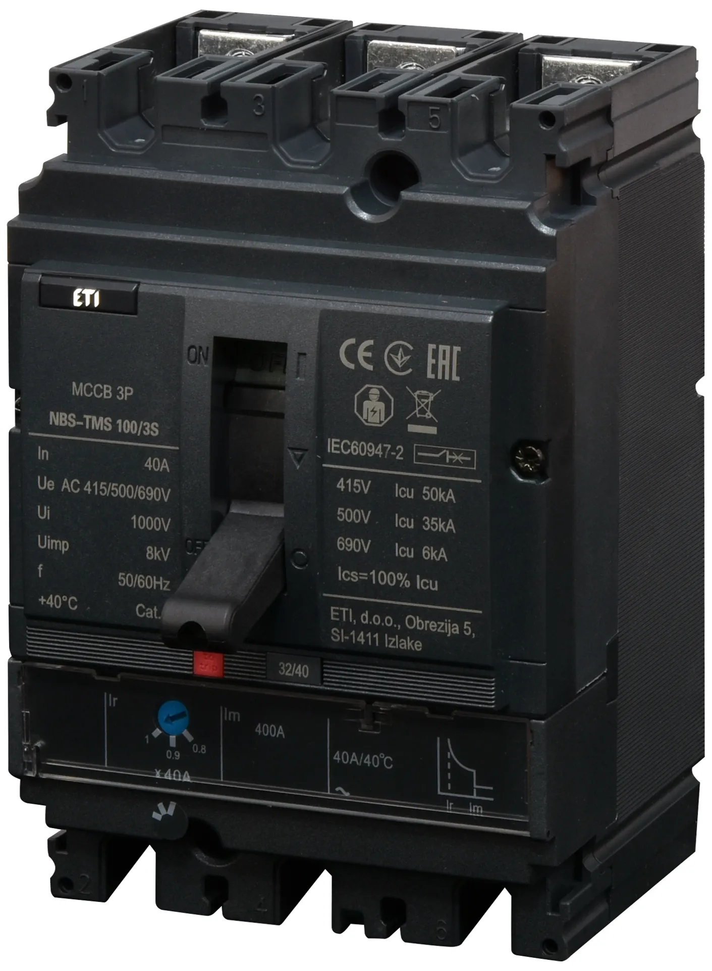 Öntöttházas megszakító NBS-TMS 100/3S  40A 3P 004673023