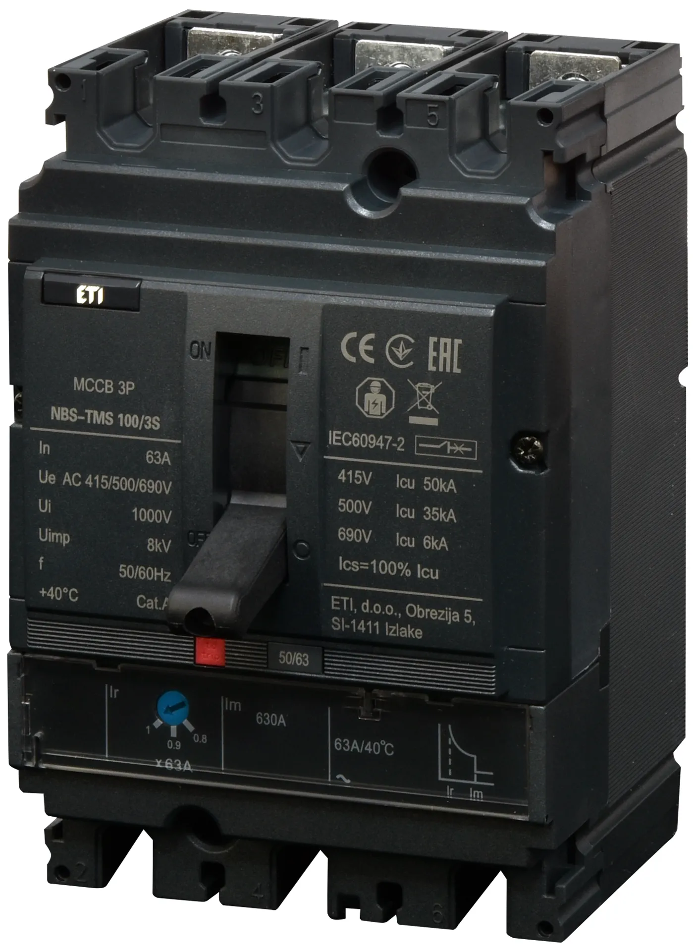 Öntöttházas megszakító NBS-TMS 100/3S  63A 3P 004673025
