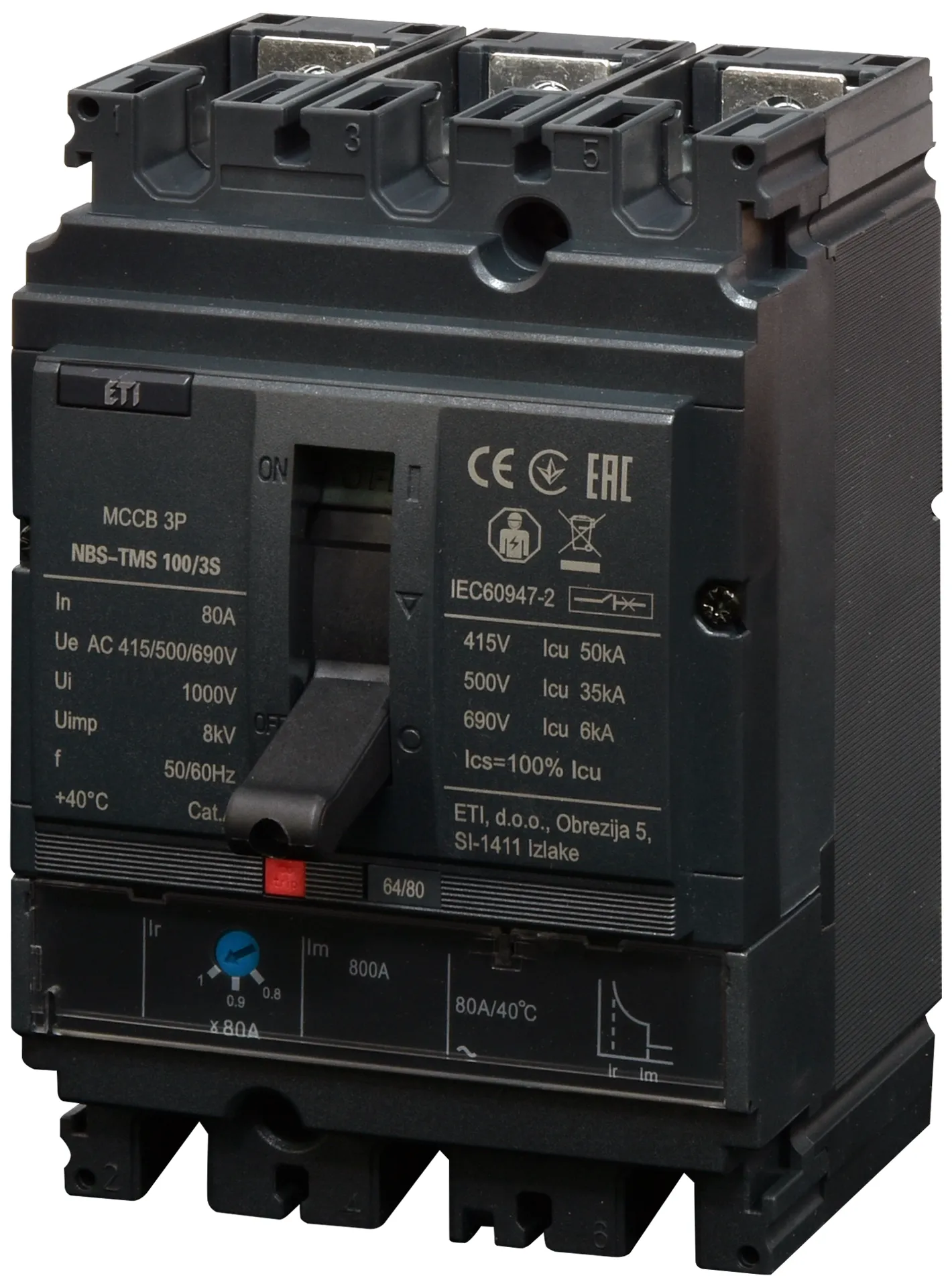 Öntöttházas megszakító NBS-TMS 100/3S  80A 3P 004673026